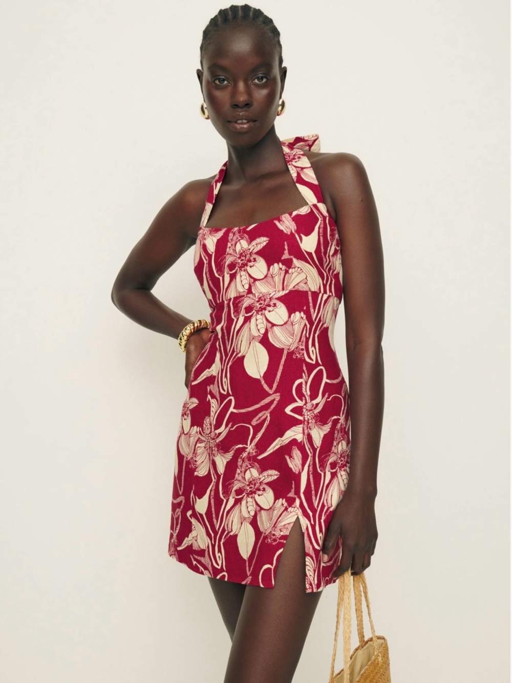 Reformation Isha Linen Halter Dress